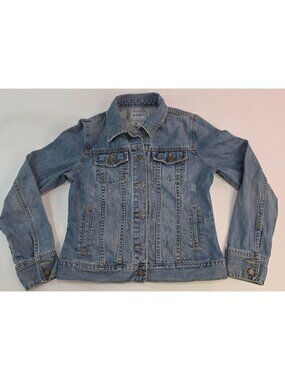 Old Navy Demin Jacket Womens Medium Blue Button Pockets Front Classic Trucker